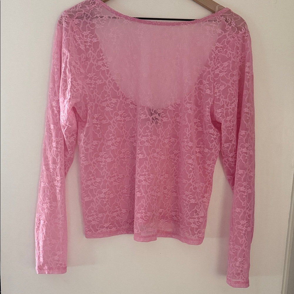 Target Pink Lace Long Sleeve Top